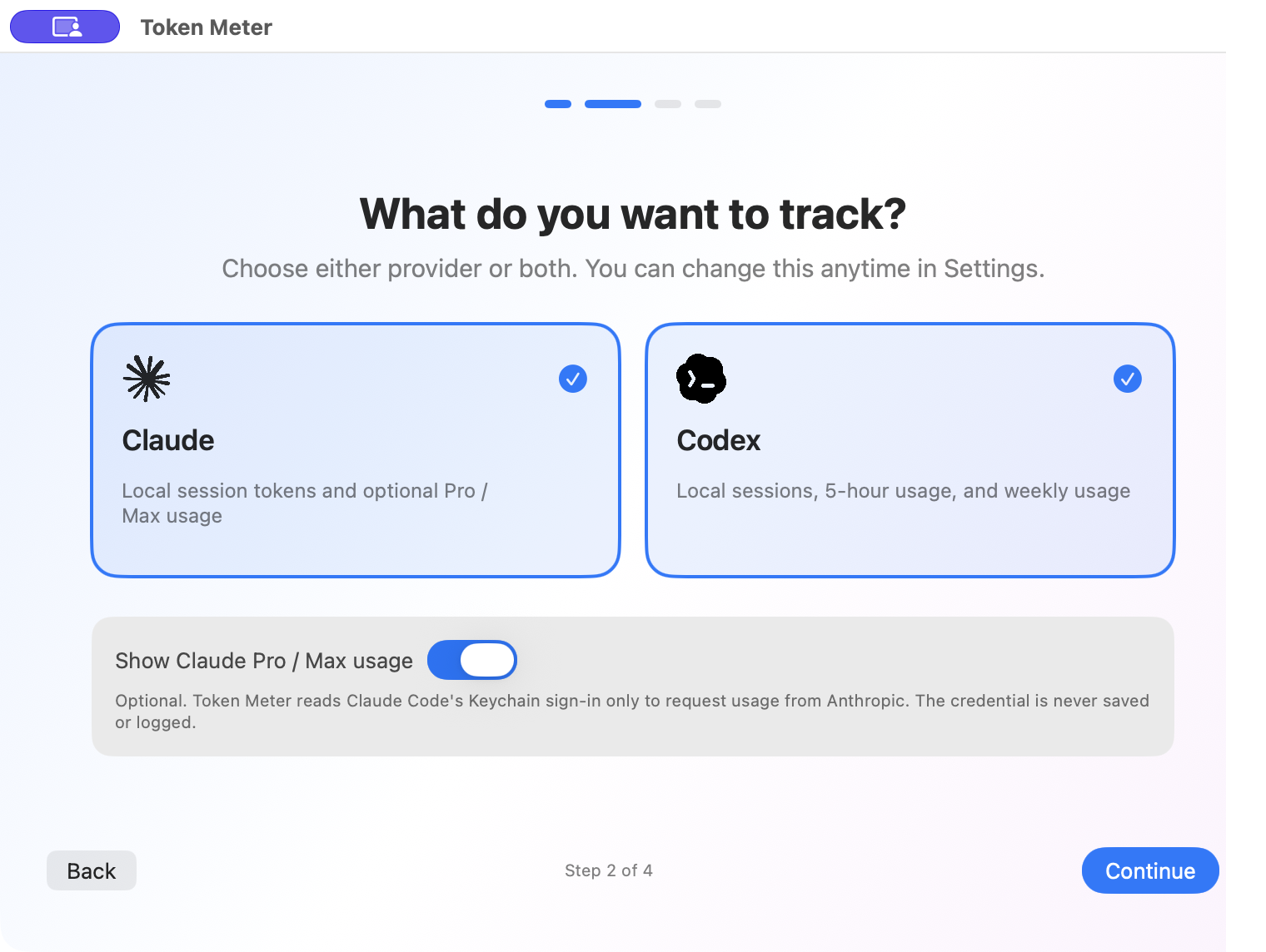 ClaudeとCodexを選択するプロバイダー設定画面